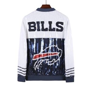 BUFFALO BILLS NFL SPARKLY SEQUIN BOMBER JACKET